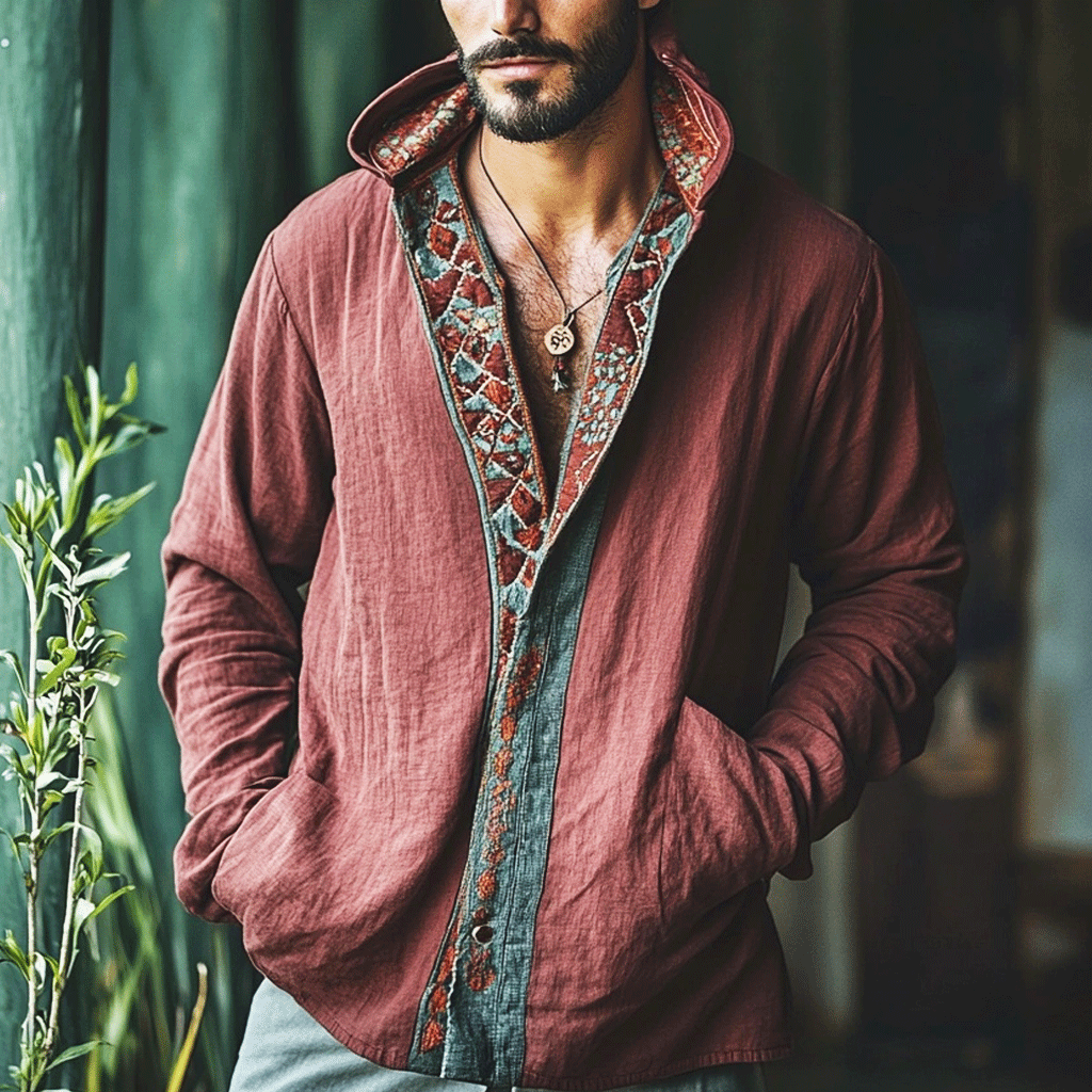 Men's Linen Bohemian Hooded Jacket-inspireuse