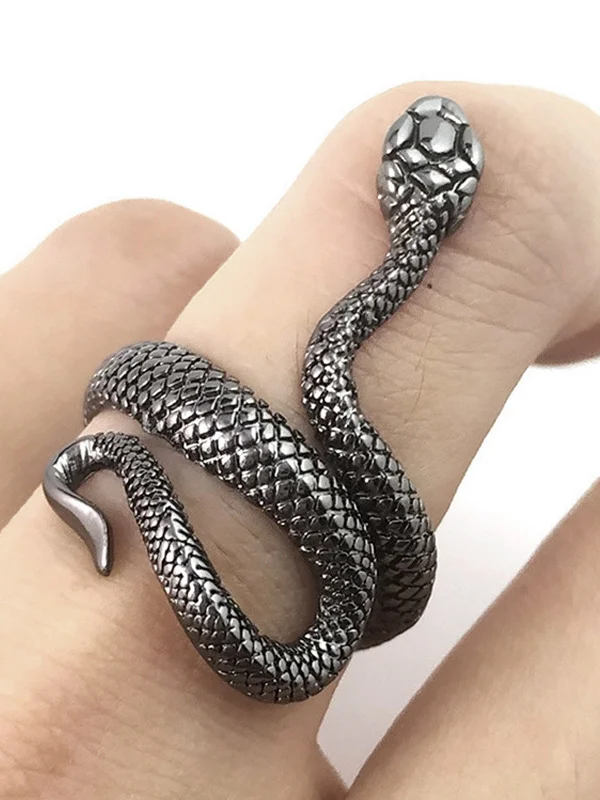 Men's Retro Mysterious Snake Shaped Opening Rings
