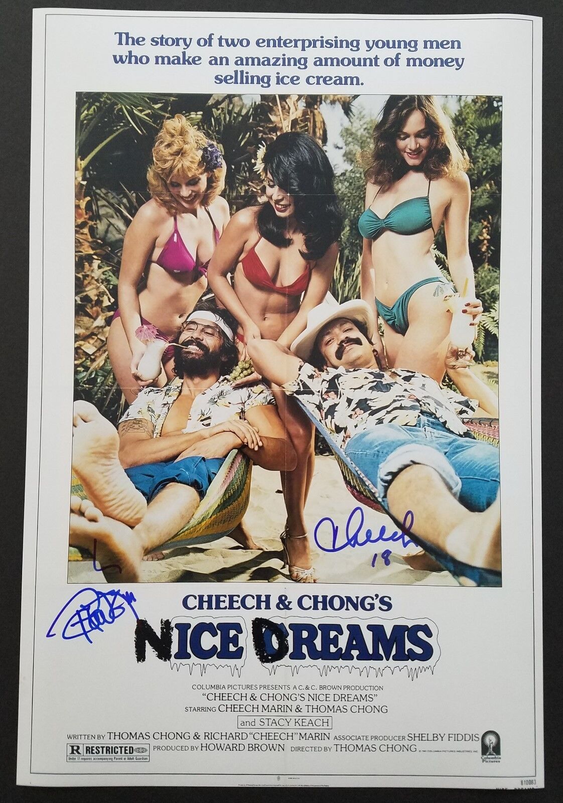 Cheech & Chong Signed Nice Dreams 12x18 Movie Poster Marin Tommy LEGENDS RAD