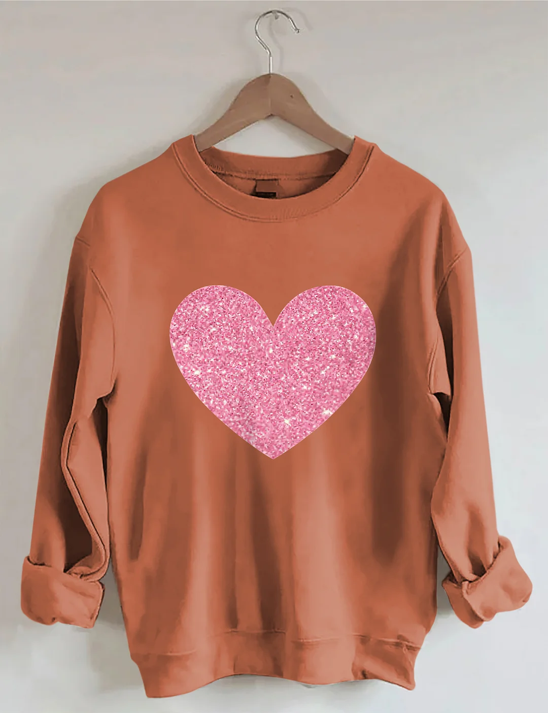Valentine&rsquo;s Day Glitter Heart Sweatshirt