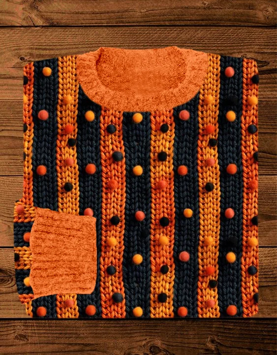 Halloween Knit Art Crew Neck Cozy Sweater