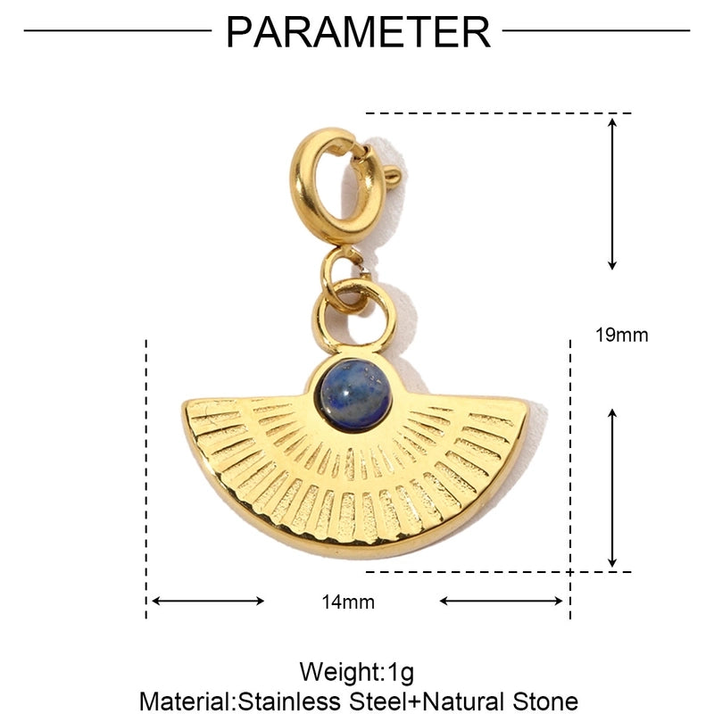 3 PCS/Package 15 * 33mm Titanium Steel Natural Stone Heart Shape Eye Pendant Jewelry Accessories