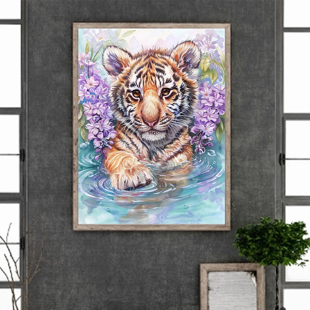 Diamond Painting - Full Round Drill - Flower Tiger(Canvas|30*40cm)