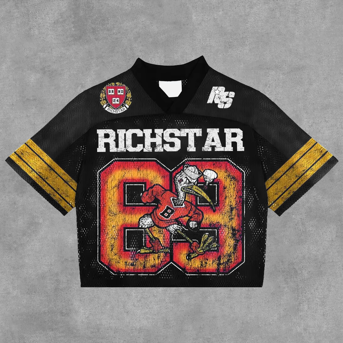 Sopula Vintage Rich Star No 69 Graphics Blokette Blokecore V-Neck T-Shirt - SOPULA