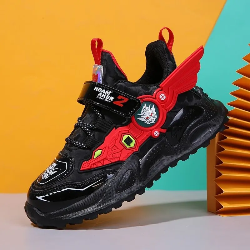 Autumn Kids Sport Shoes For Boy Girl Running Sneakers Mecha Cartoons Children's Waterproof Leather Shoes Platform Light Casual S