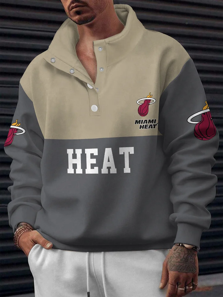 Miami Heat 2025 New Design Casual Snap Mockneck Pullover