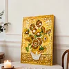 DIY Pearl Painting Sunflower Vase for Home Decor with Frame(30x20cm)