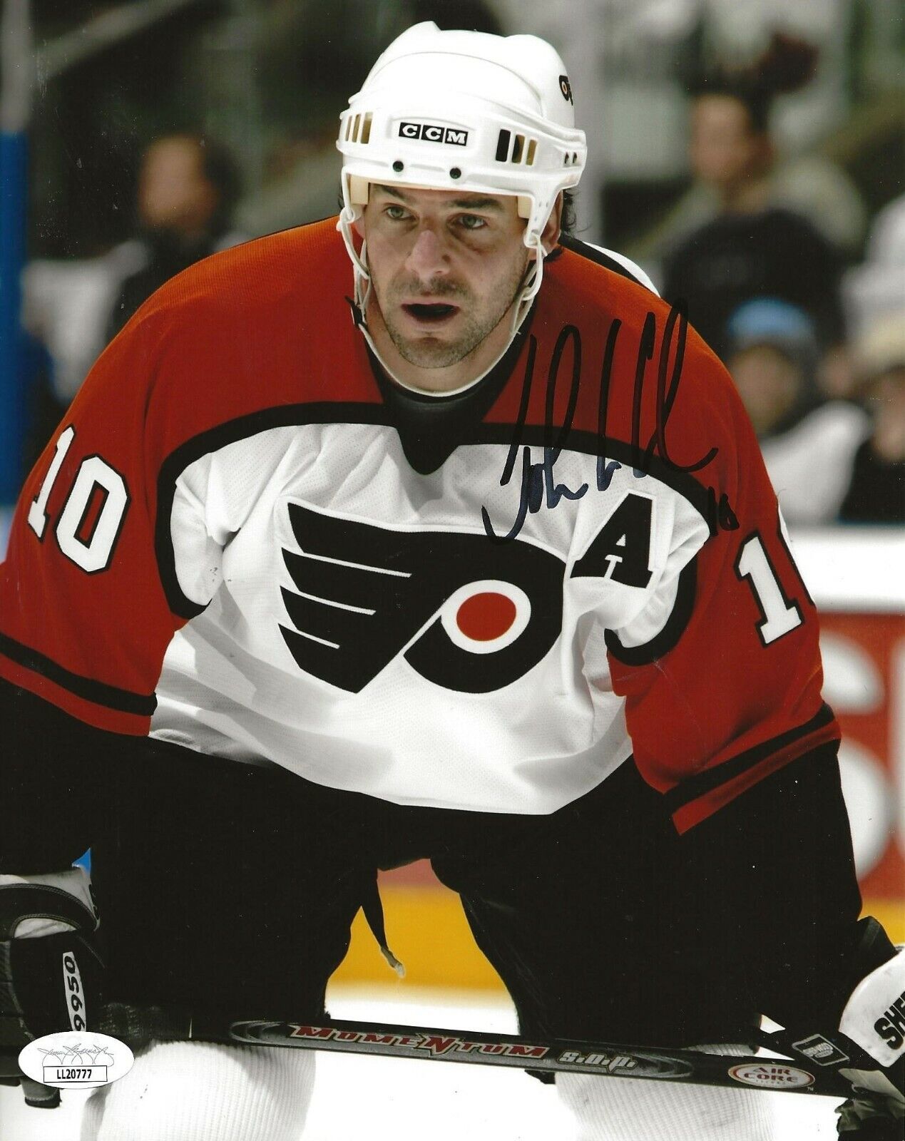 John LeClair signed Philadelphia Flyers 8x10 Photo Poster painting autographed JSA