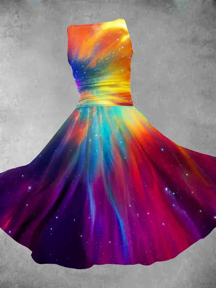 Women's Lgbt Rainbow Gradient Art Design Midi Dress