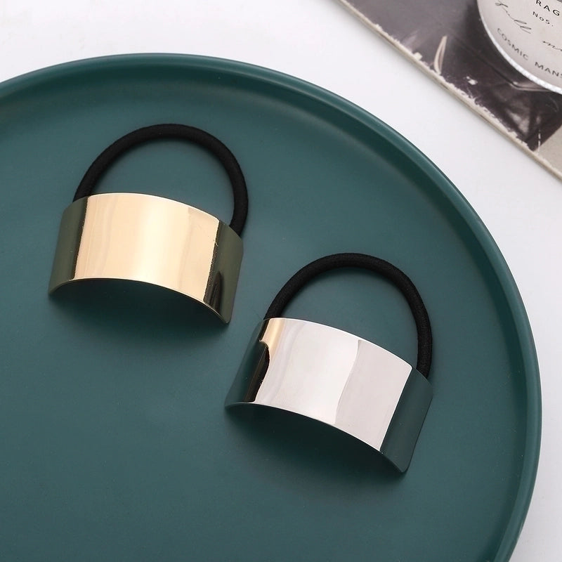 Minimalist Color Block Alloy Plating Hair Tie