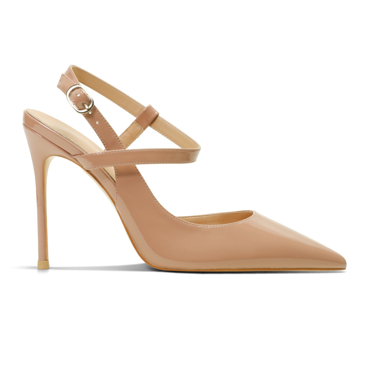 100mm Women Slingback Pumps Ankle Strap Jenlove Stiletto Mid Heel Close Pointed Toe Dress Shoes-MERUMOTE