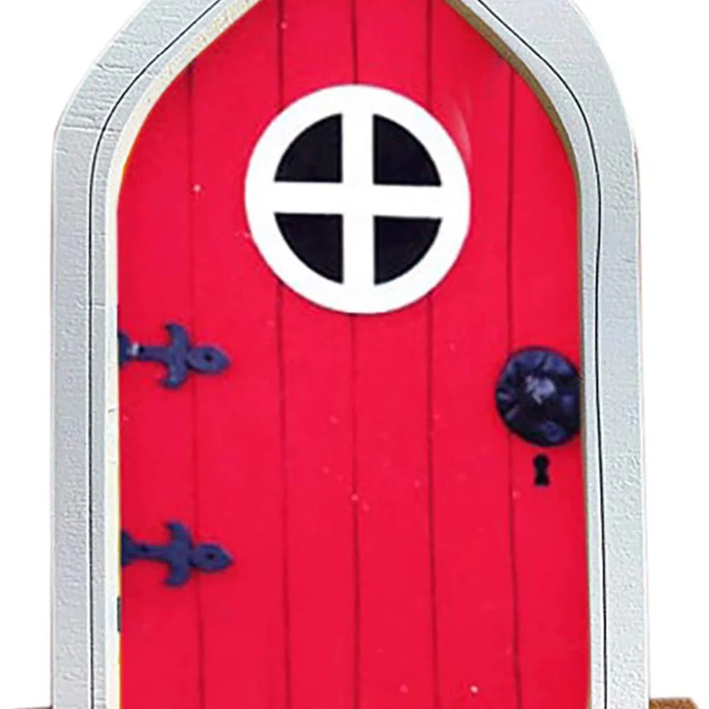Wooden Miniature Fairy Dwarf Window Door Tree Yard Gnome Sculpture (D)