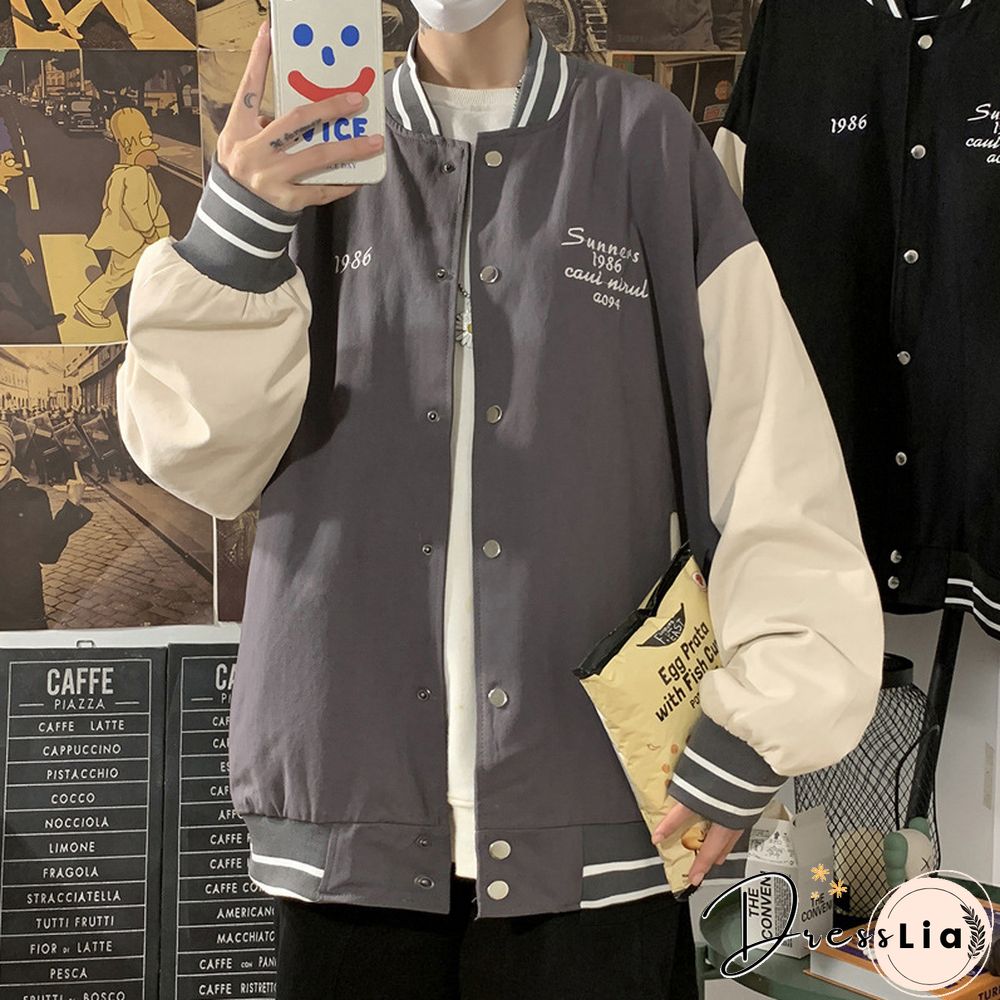 Mens Casual Baseball Uniform Jacket