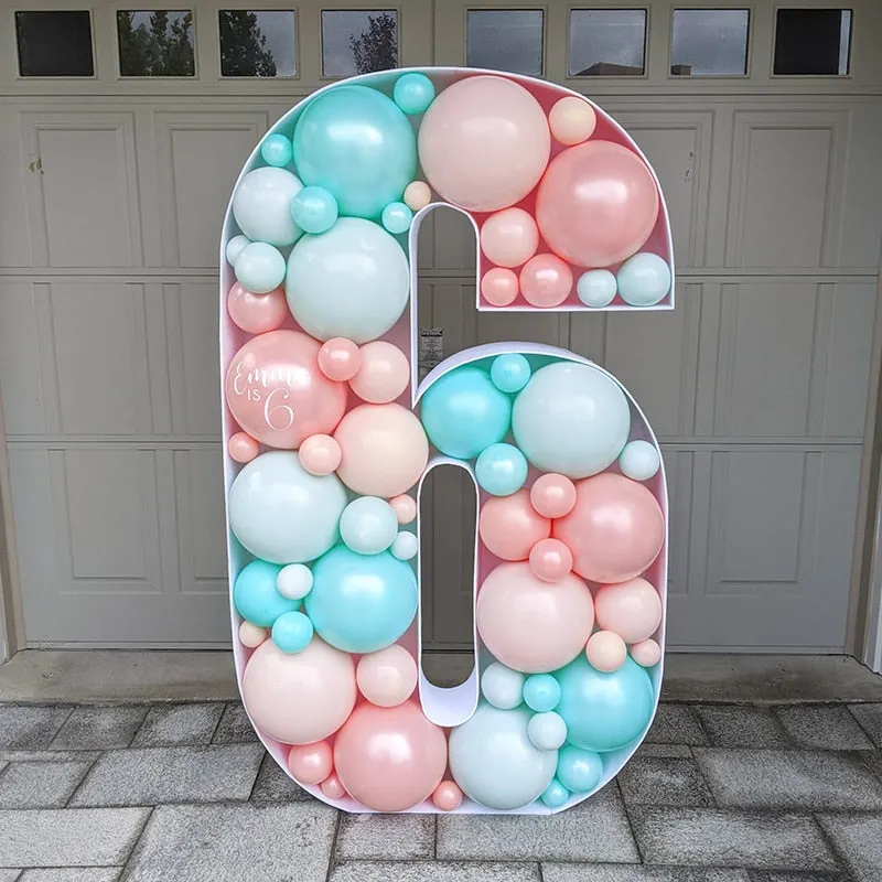 100/73cm Large Number Balloon Filling Box Frame Stand Kids Adult Birthday Party Anniversary Baby Shower DIY Decoration Wedding