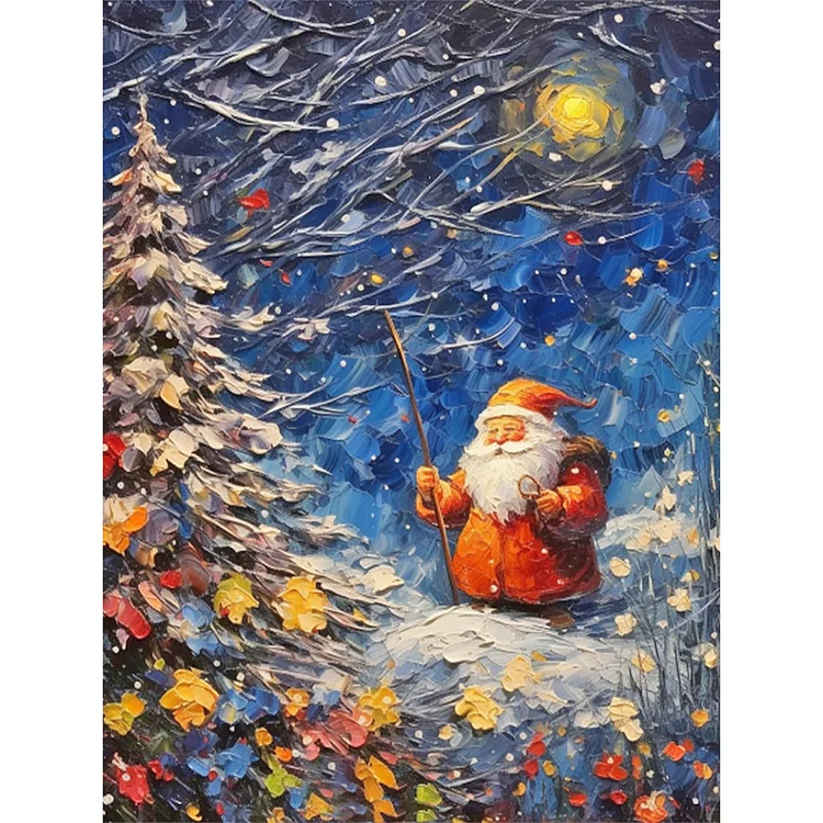 Full Round Diamond Painting - Snowman And Santa Claus 30*40CM