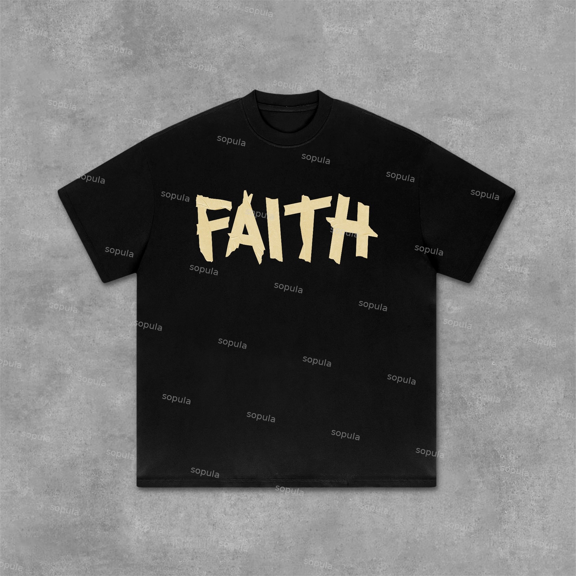 Paper Tape - Faith Cross Graphics Cotton T-Shirt - SOPULA