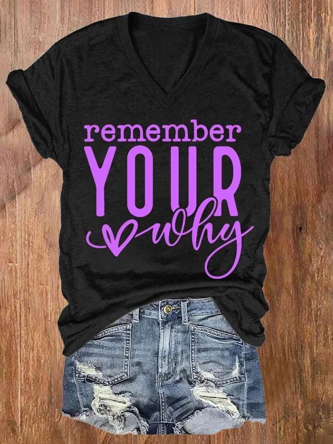 Women's I Wear Purple Alzheimer's Awareness Dementia Print Casual T-Shirt socialshop