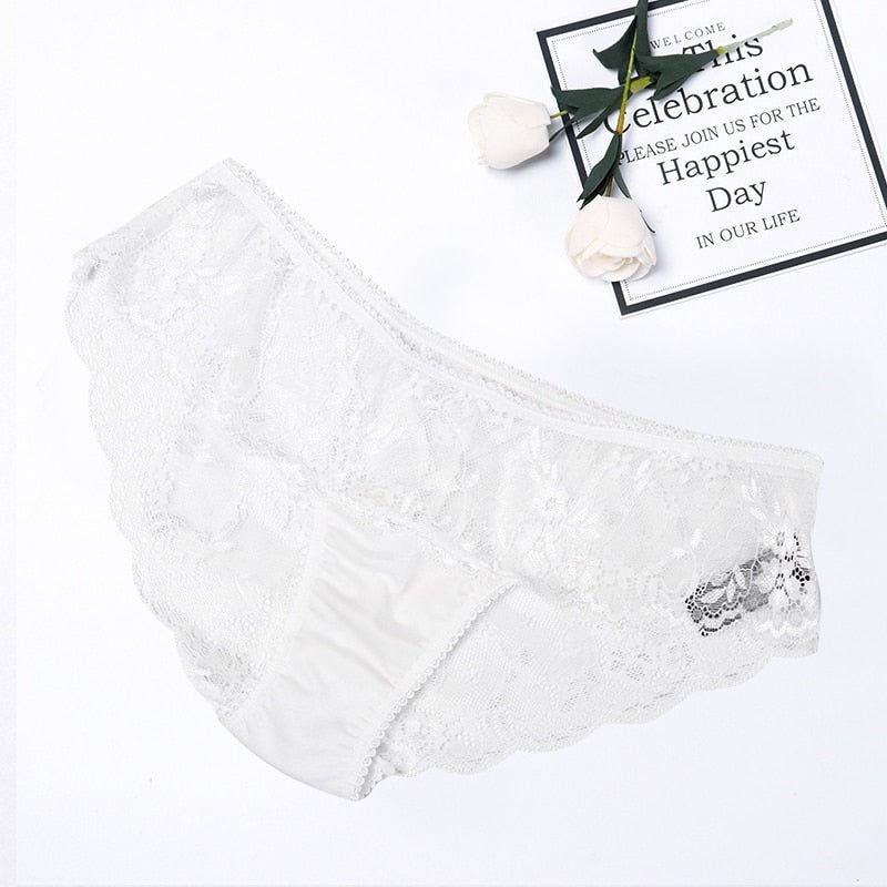 Women Sexy Seamless Briefs,Ultra-Thin Transparent Flower Embroidered Patterned Plus Size Underwear Cotton Lace Panties 2020