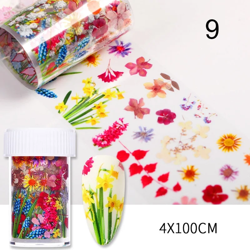 10Pcs/Bag Marble Nail Art Transfer Foil Sticker Flower French Tip Wraps Adhesive Decals Nails Decoration Manicures Accessories-Nail Inspo