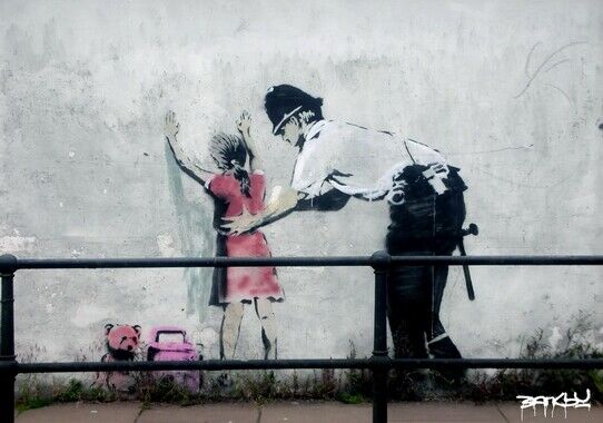 BANKSY GRAFFITI ART - POLICE SEARCH GIRL - HIGH GLOSS Photo Poster painting POSTER  POST