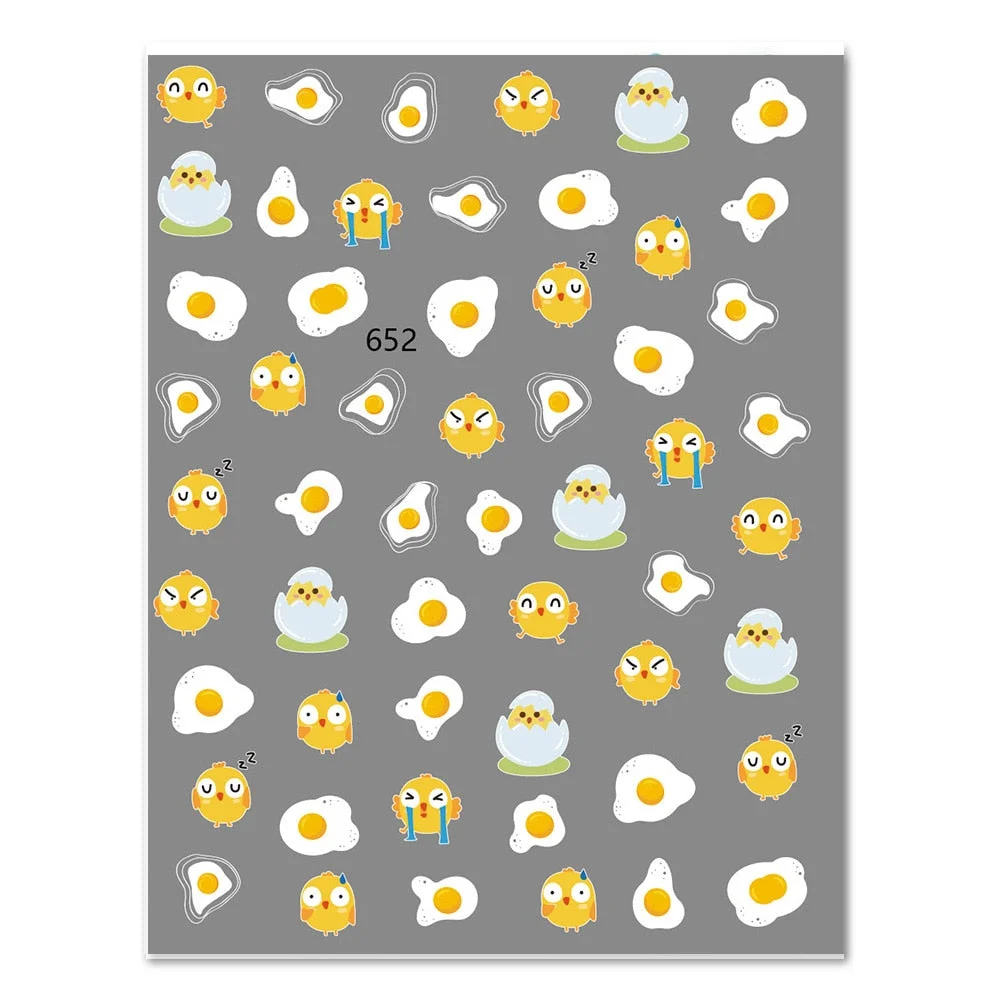 Beautizon Cute Image Flowers Leaves Cactus Nail Sticker 3D Engraved Nail Art Decorations Nail Decals Design