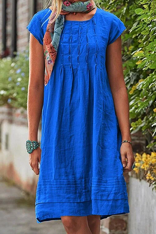 Kelsi Dress Solid U Neck Short Sleeve Ruched Dress