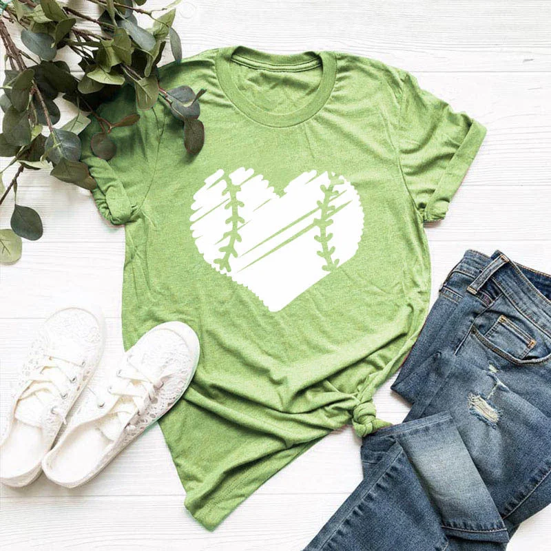 Heart-shaped Floral Round Neck Short Sleeves T-shirt