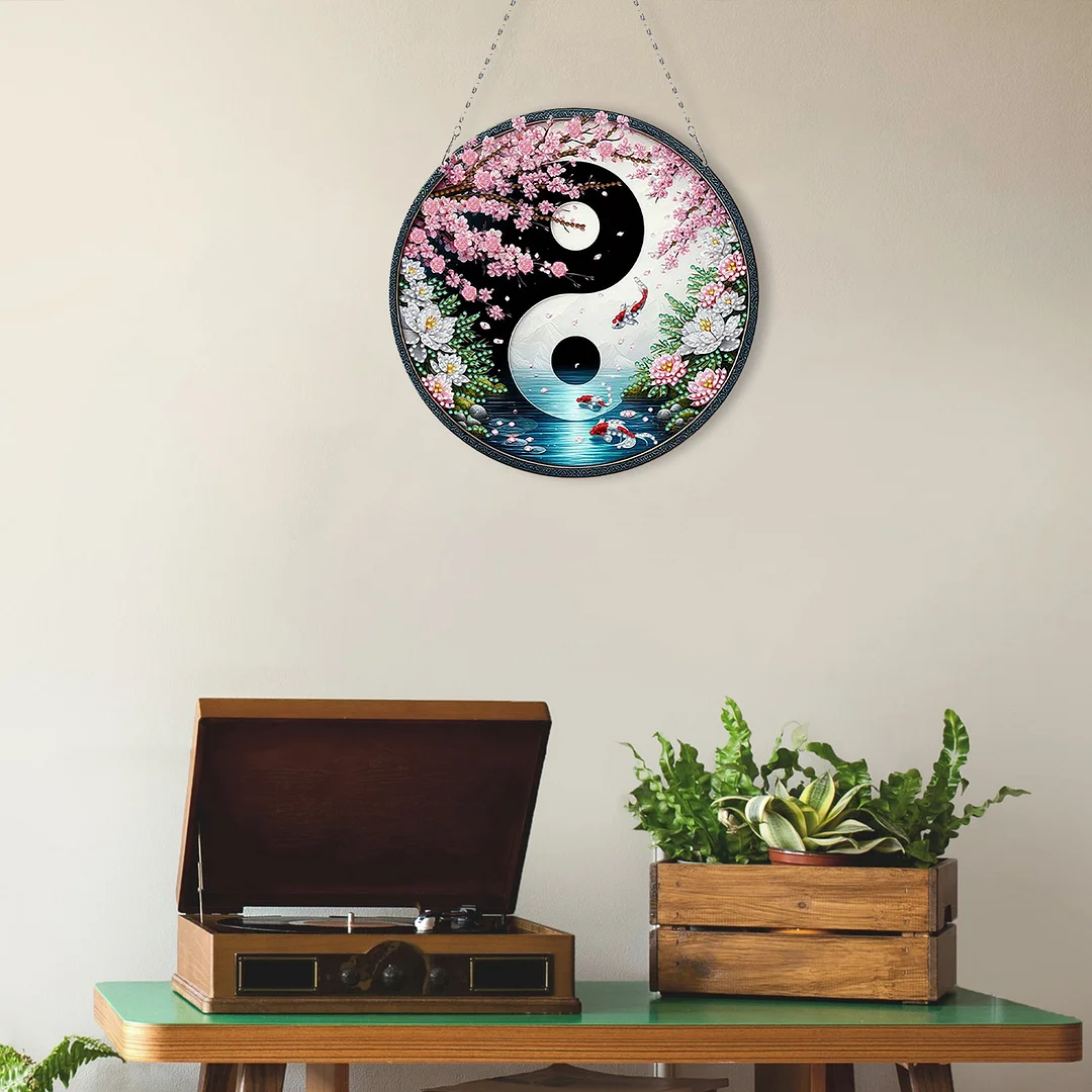 Fish Yin Yang 2D Flat DIY Diamond Painting Set Diamond Art Pendant Home Decor