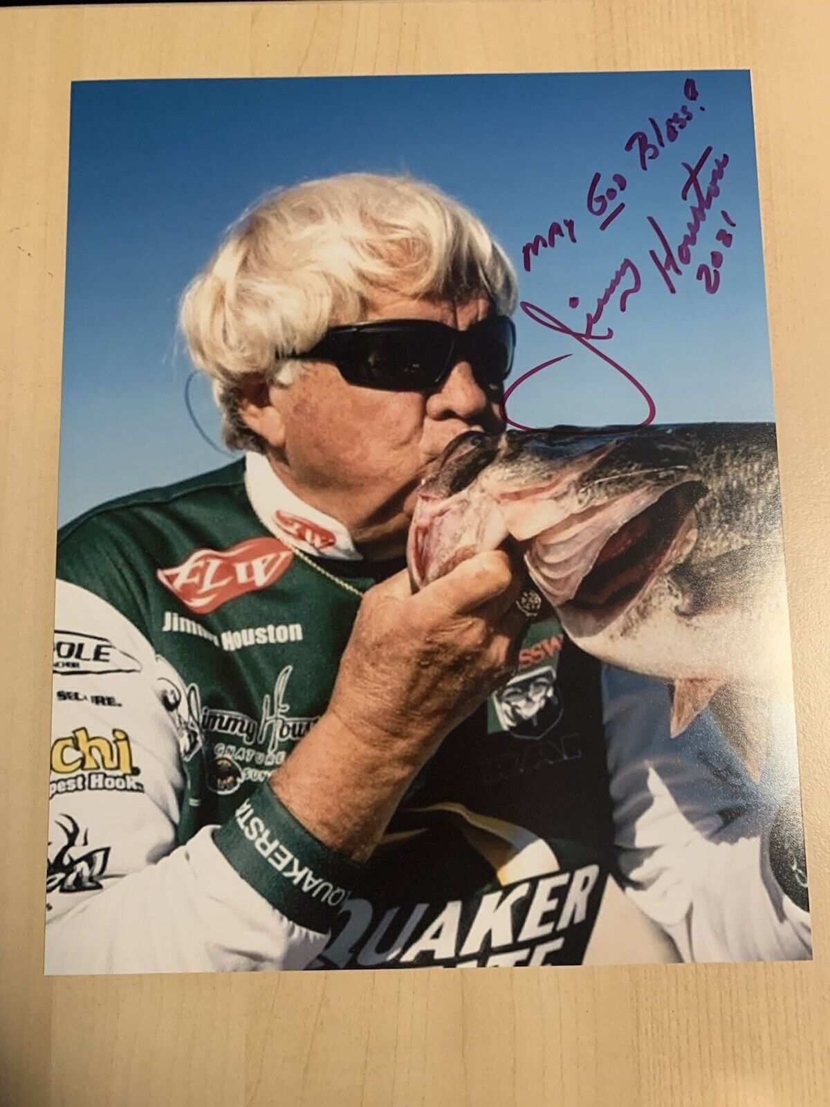 JIMMY HOUSTON SIGNED 8x10 Photo Poster painting LEGENDARY BASS FISHERMAN FISHING AUTOGRAPHED COA