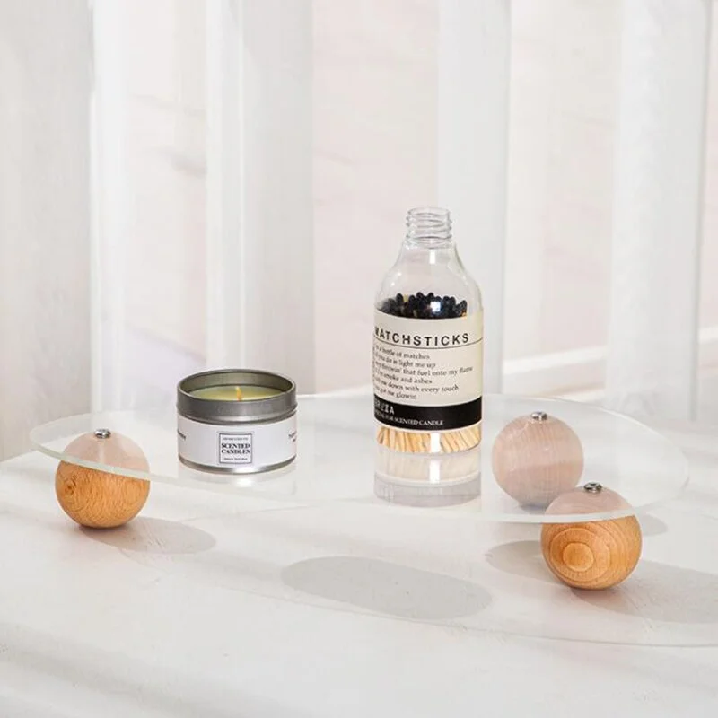 athvotar Storage Tray Home Decor Clear Decorative Tray Candlestick Stand Table Aromatherapy Display Stand Modern Organizer