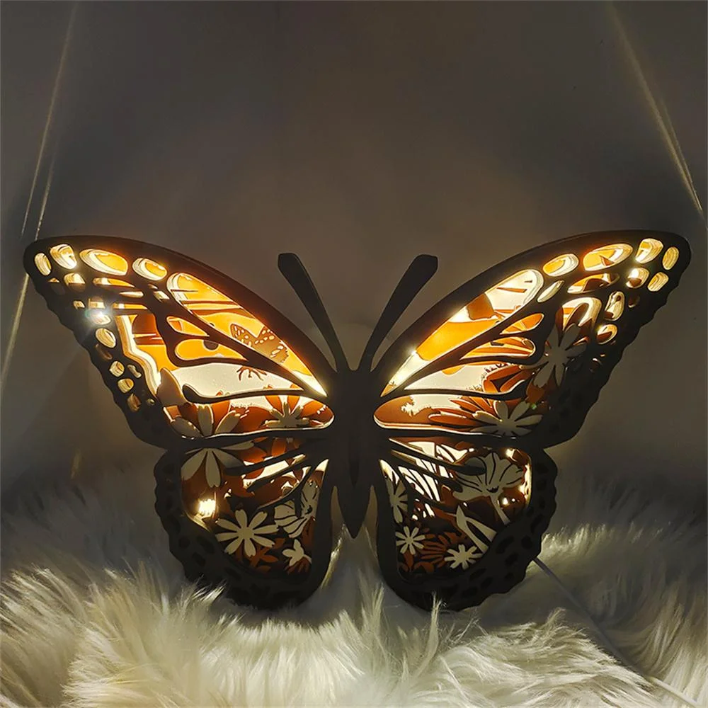 Purexcellent&trade; New creative home desktop wood carving butterfly crafts ornaments