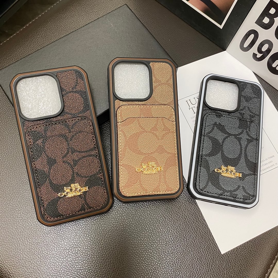 Luxury Coach Back Card Slot Leather Apple iPhone Case