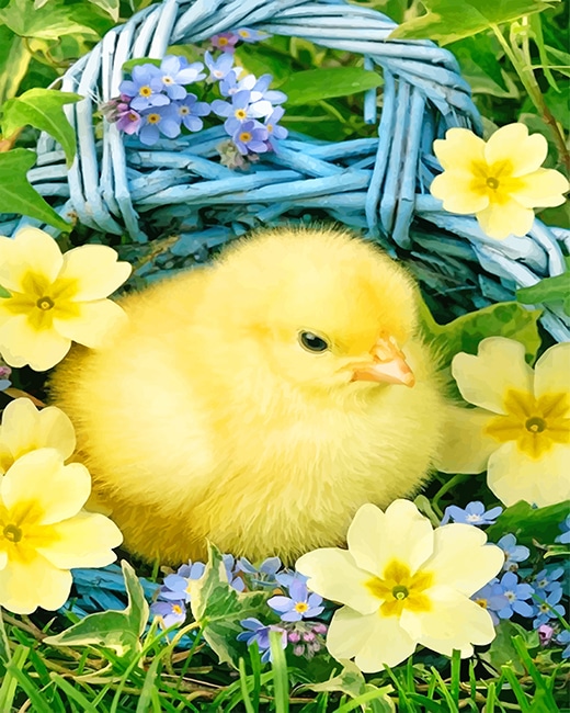 

Easter Chicks In Basket – Paint By Numbers - 40*50CM, 501 Original