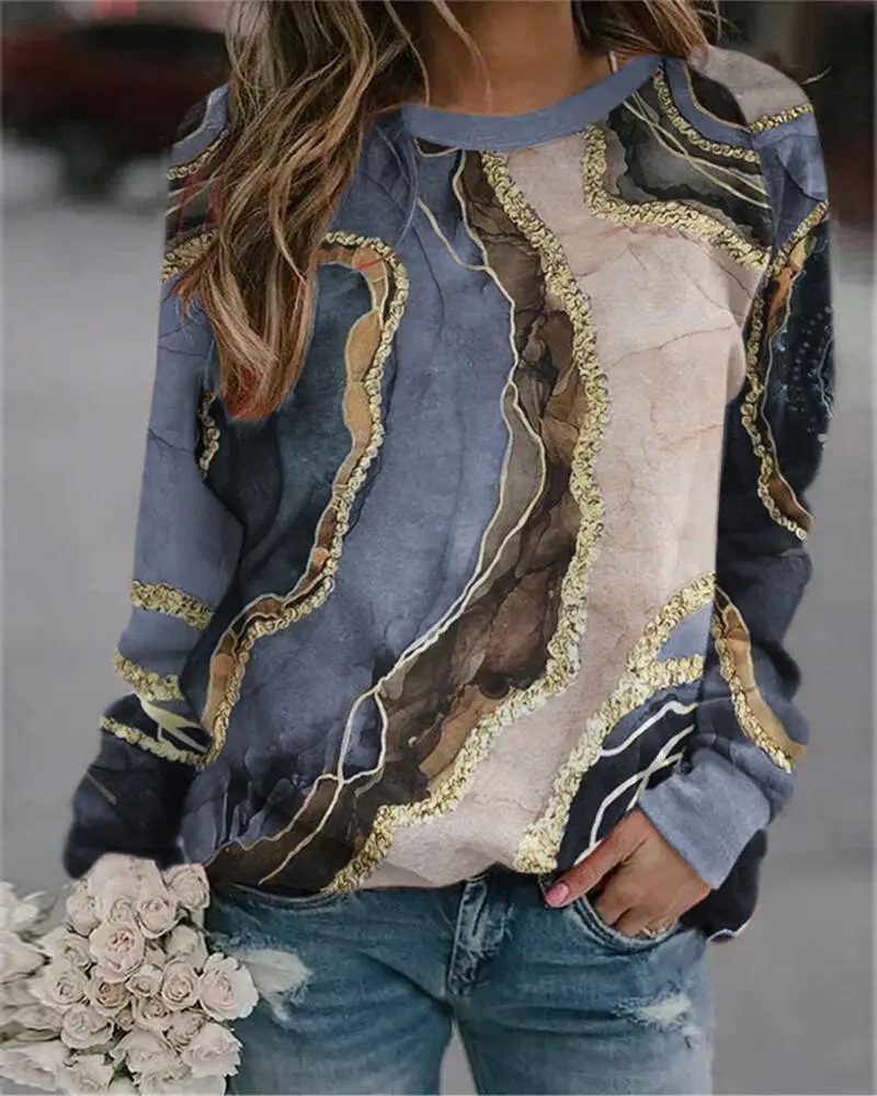 Abstract Marble Tie-dye Printed Women's Sweatshirt