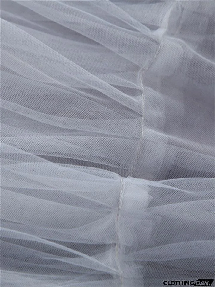 Casual Graceful Multiple Layers Solid Color Free Size Tulle Skirts