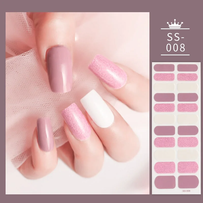 22Tips Colorful Nail Stickers Nail Accesoires Full Cover Stickers for Nails Self Adhesive Nail Art Nails Sticker Designer Shiny