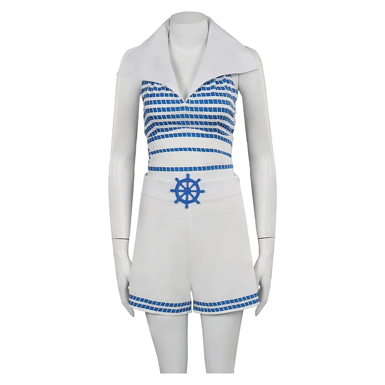 Barbie 2023 Blue Striped Beach Set Outfits Cosplay Costume Suit