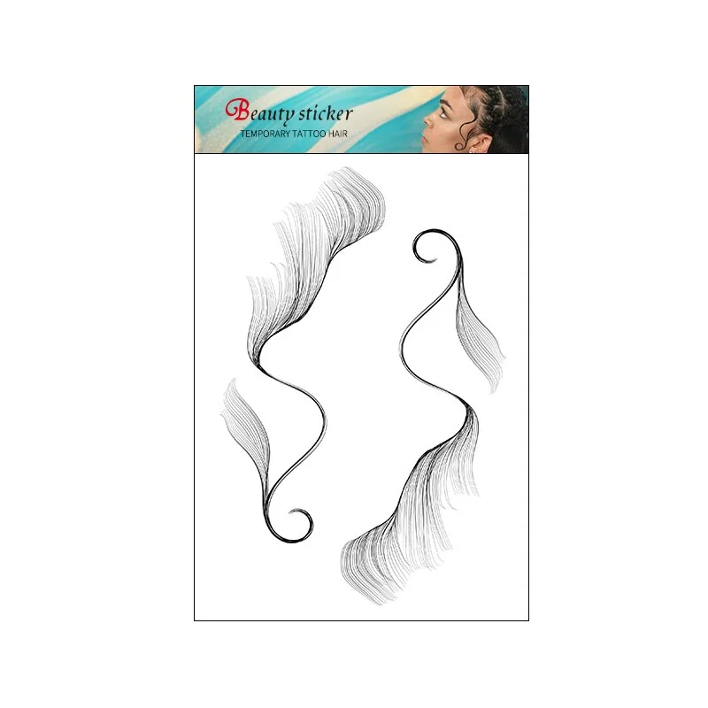 Sdrawing Hot Sale Custom 6D Hair Tattoo Printing Against Allergy Temporary Waterproof Women Hair tattoo sticker Hair Accessories