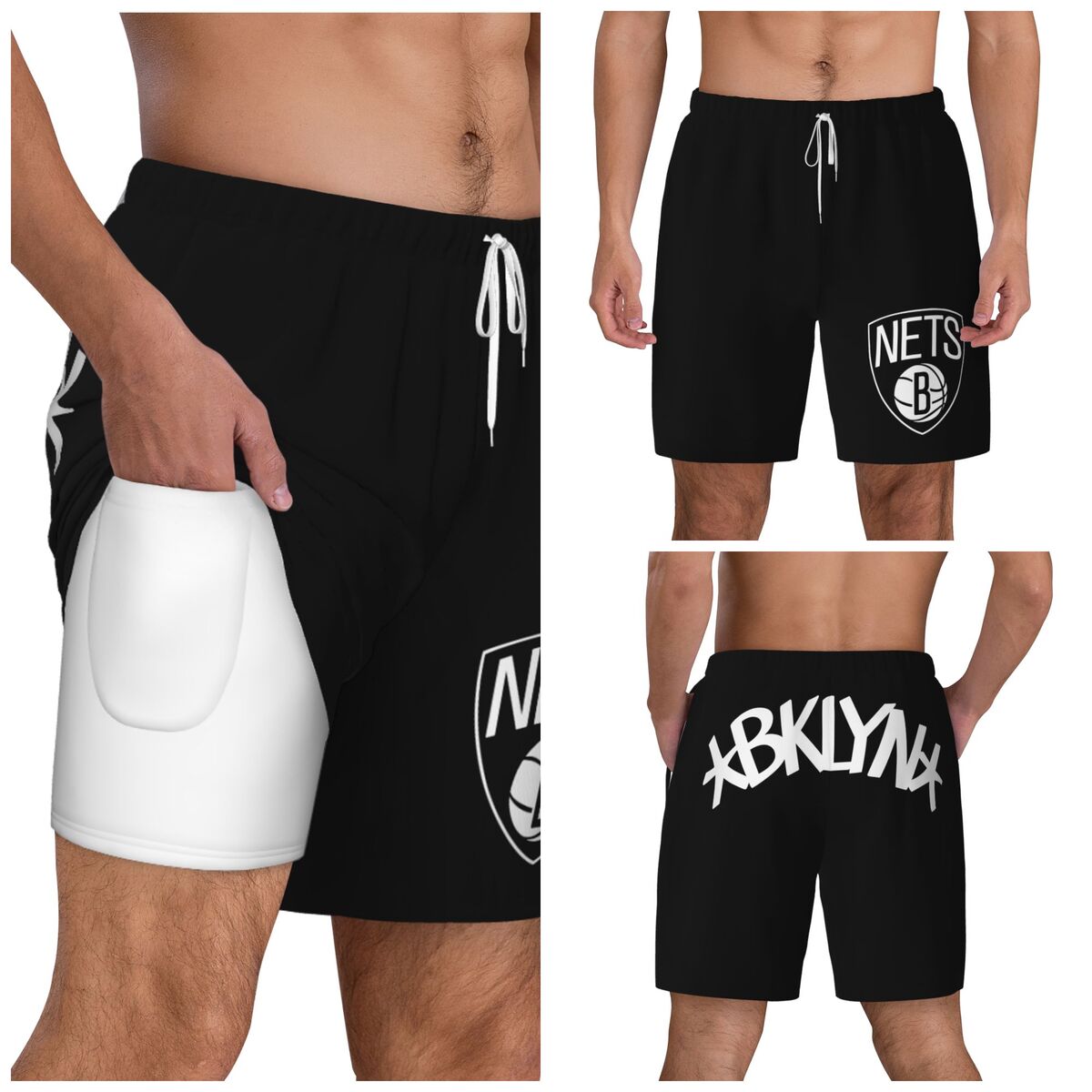 Brooklyn Nets Men's Swim Trunks with Compression Liner