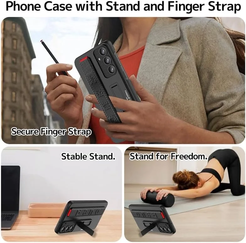 Suitable for S26 Ultra phone case, ultra-thin stand, elastic wrist strap, precision hole, shockproof protective case