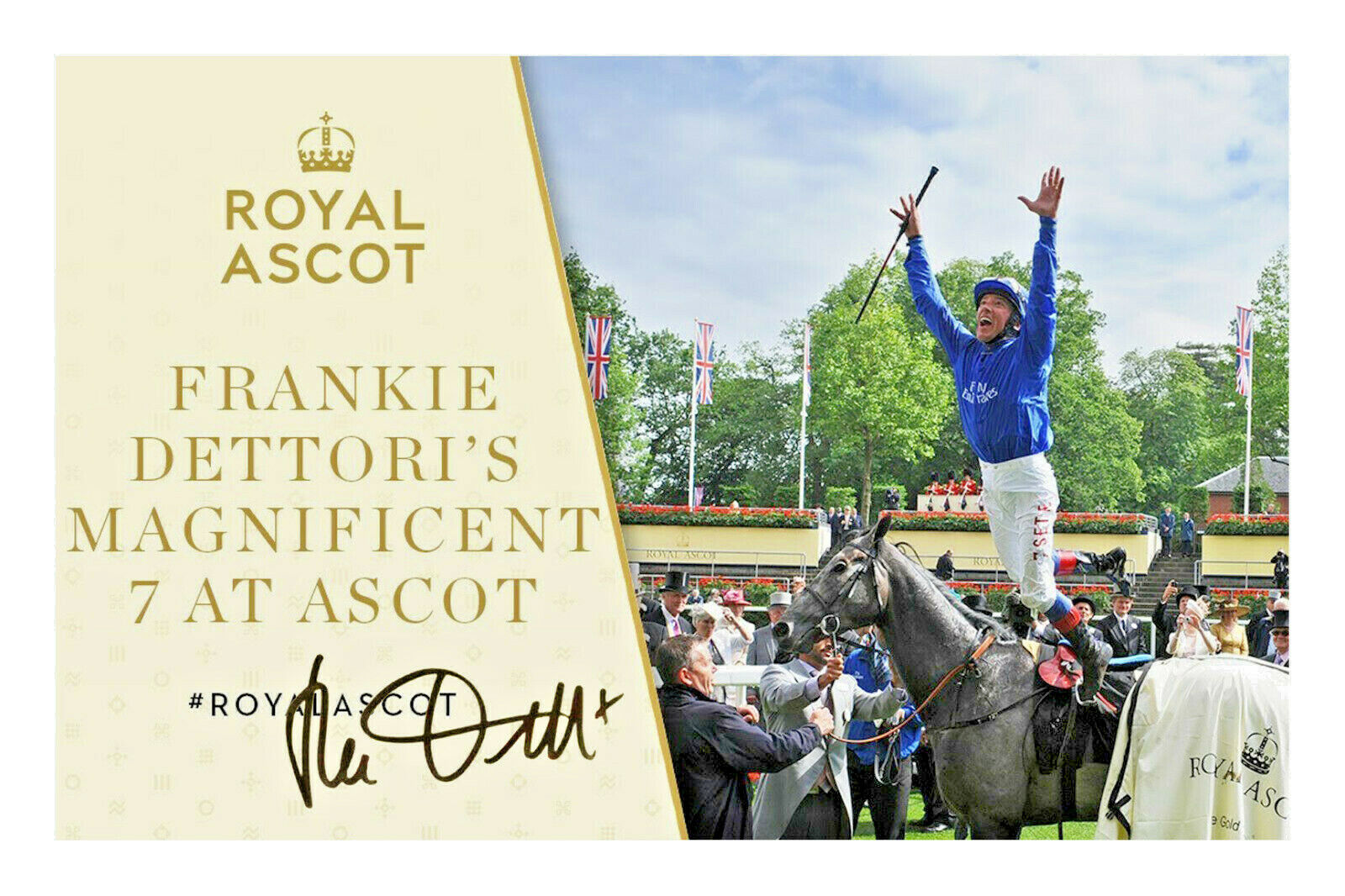 Frankie Dettori Signed Autograph Photo Poster painting Print A4 Horse Racing All 7 Wins One Card