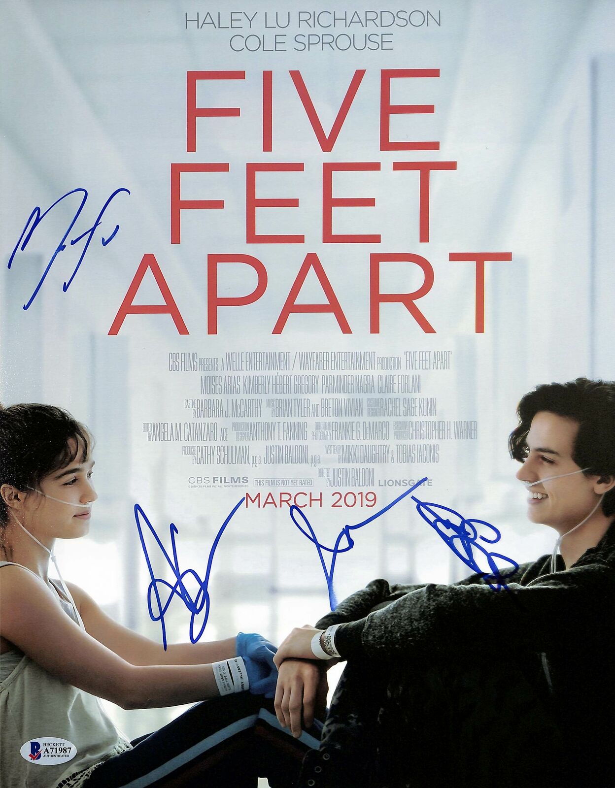 Five Feet Apart (4) Guerra, Arias, Baldoni +1 Signed 11x14 Photo Poster painting BAS #A71987