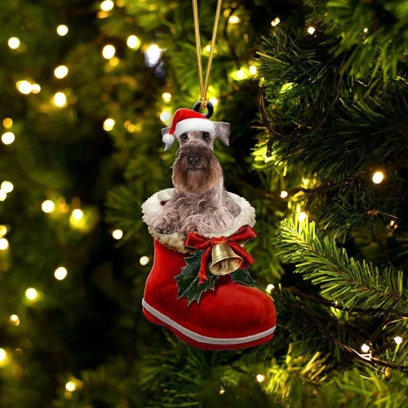 VigorDaily Cesky Terrier In Santa Boot Christmas Hanging Ornament SB093