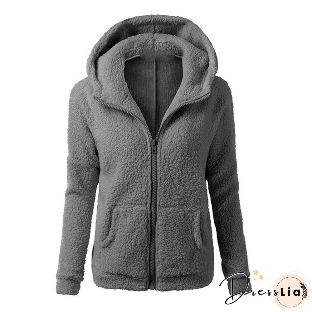 Woman Clothes Warm Autumn Winter Thicken Fleece Coat Zip Up Hooded Slim Parka Jacket Overcoat Woman Hoodie Plus SizeS-5XL