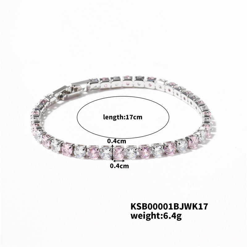 Hip-Hop Solid Color Copper Inlay Zircon K Gold Plated Rhodium Plated Unisex Tennis Bracelet