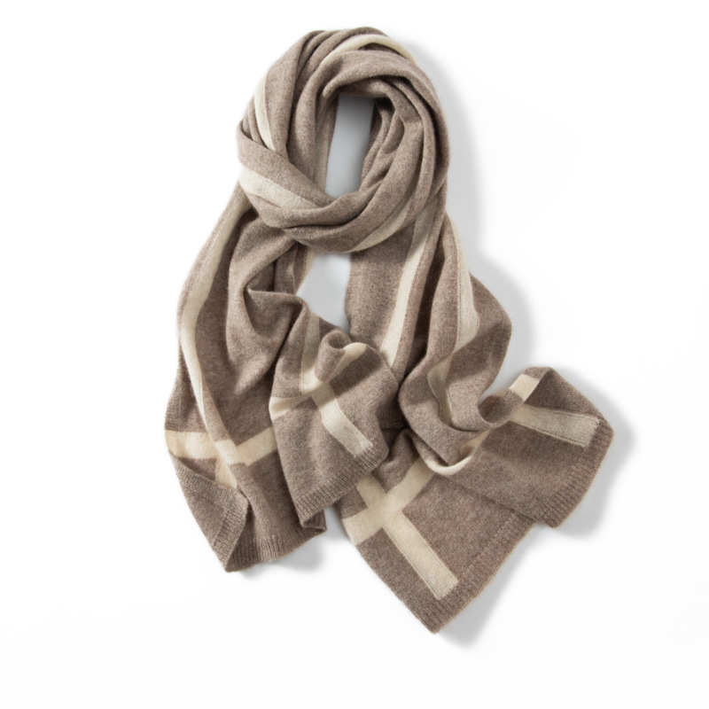 100% Cashmere Scarf Classic Plaid Pattern REAL SILK LIFE