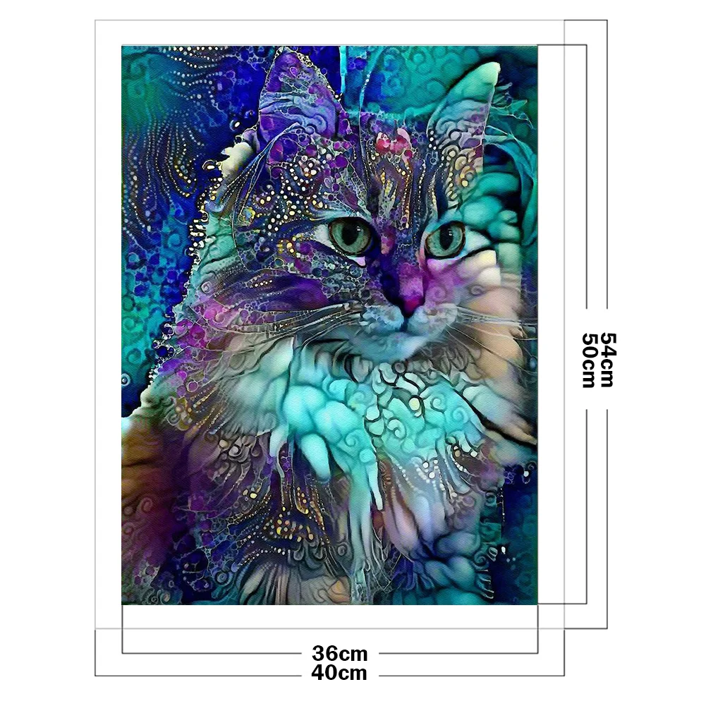 11CT Full Stamped Cross Stitch - Cat(Canvas|40*54cm)
