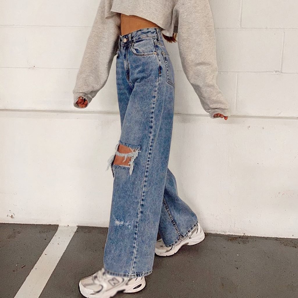 elastic waist baggy jeans