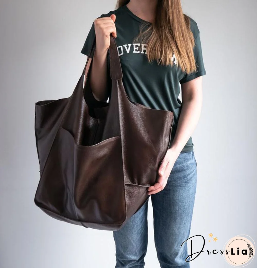 Brown Leather Womens Tote Bags School Handbags