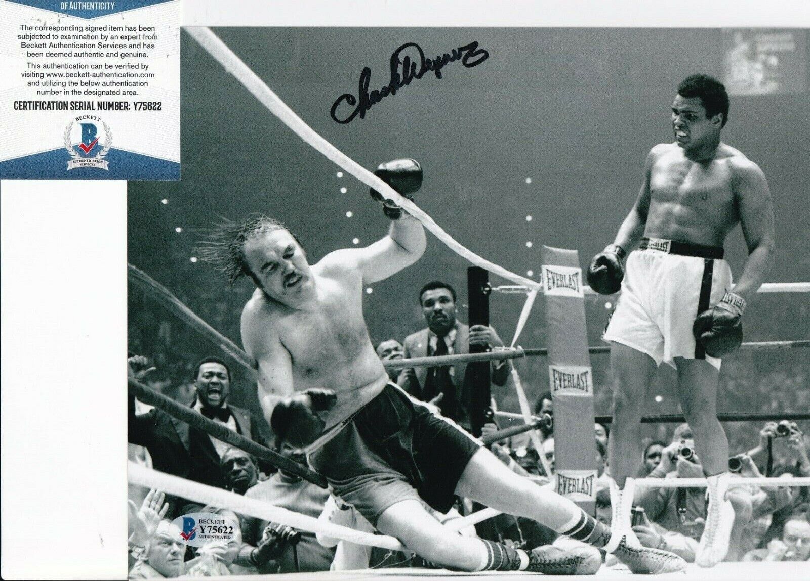 CHUCK WEPNER signed (BOXING) Heavyweight Champion 8X10 Photo Poster painting BECKETT BAS Y75622